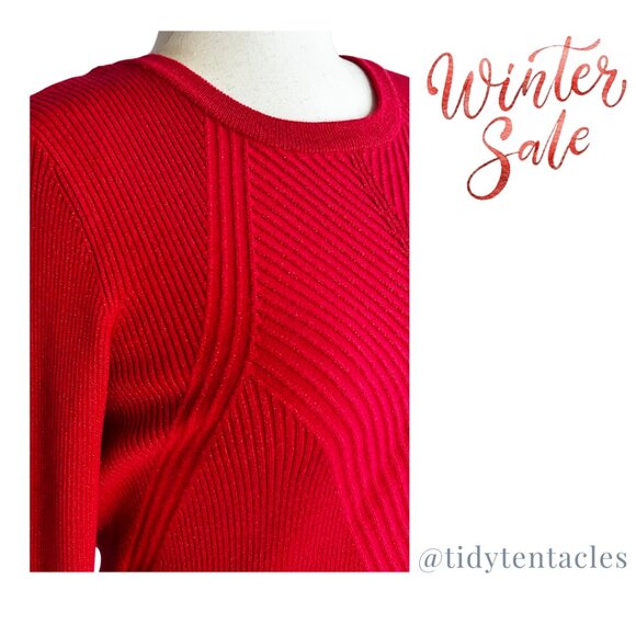 Nine West Red Textured Knit Sweater – Size L/XL - Picture 2 of 6